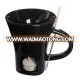 4-Piece all black portable chocolate/cheese fondue mug set